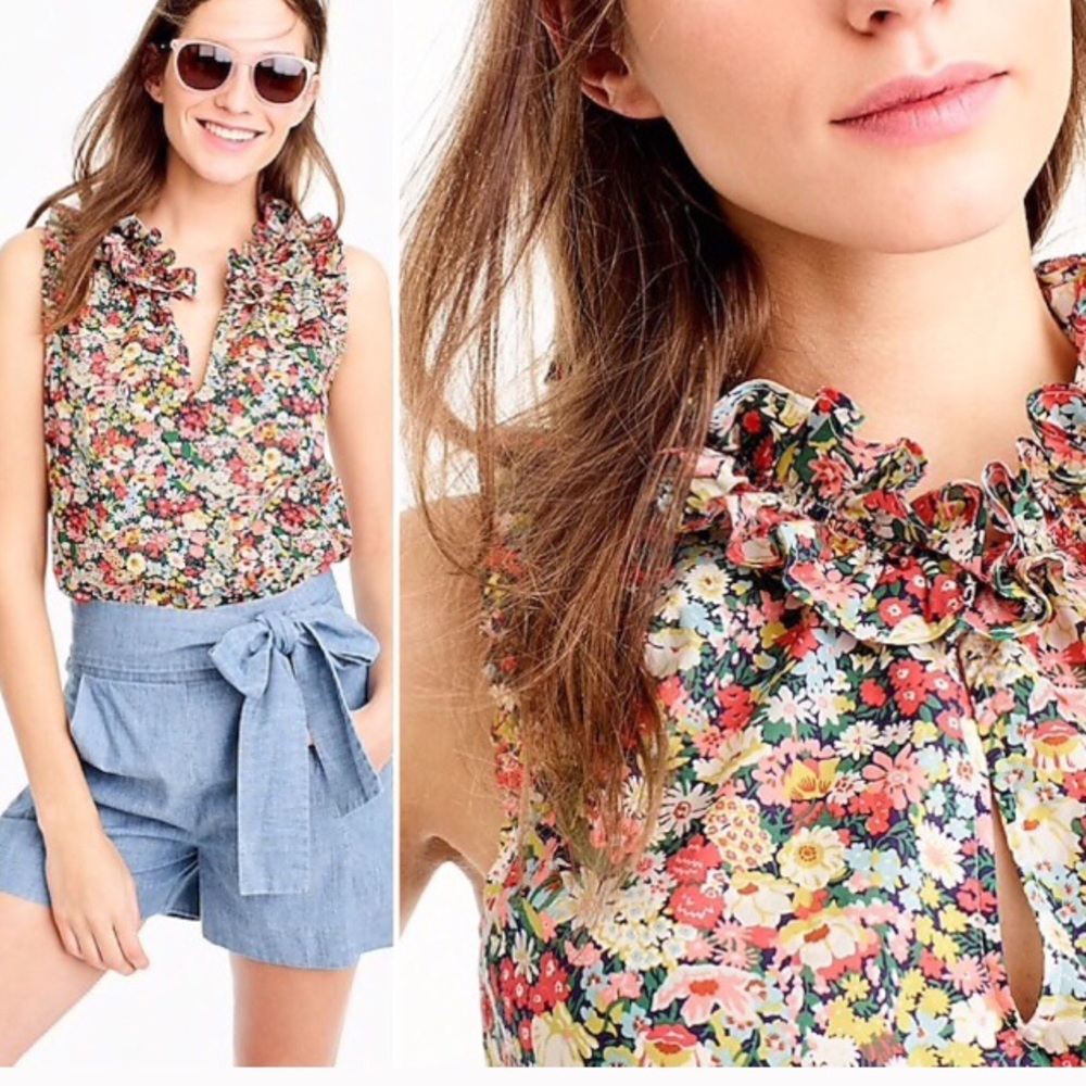 J Crew Liberty Ruffled Popover in Thorpe Floral